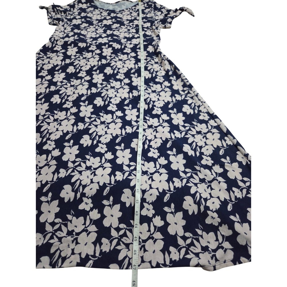 Croft & Barrow Navy Blue Pink Floral Short Sleeve Tie Detail Midi Dress XL - Picture 7 of 8